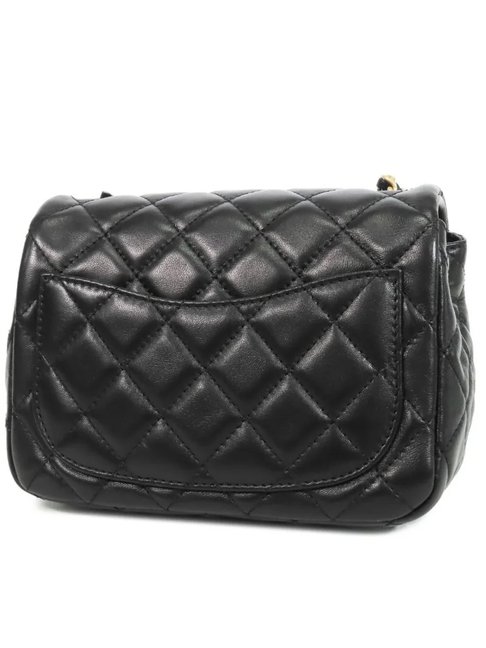 Chanel Chain Black Gold Lambskin Quilted Mini Single Flap Coco Ball Shoulder Bag